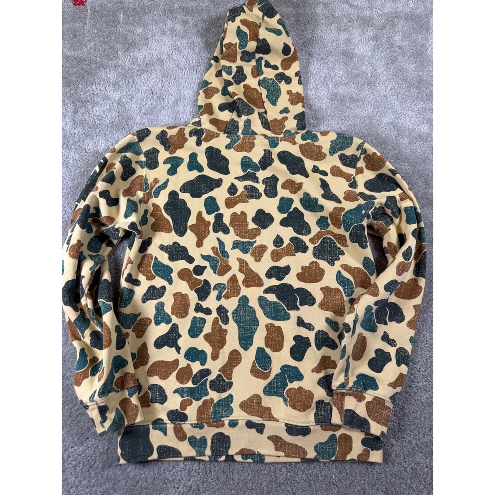 Carhartt Kids Camo Hoodie Pullover Sweatshirt Tan Teal Brown Logo Size L 14-16 - Picture 2 of 7